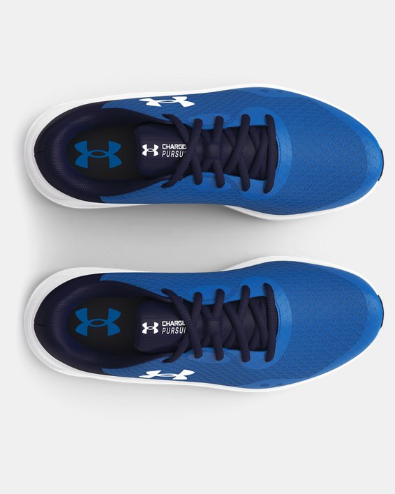 Boys' Grade School UA Charged Pursuit 3 Running Shoes, Blue, pdpMainDesktop image number 2